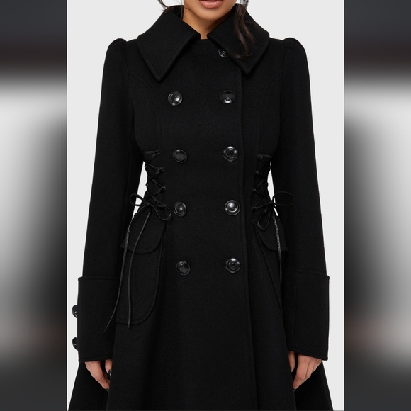 Killstar Black Trench Coat - Picture 3 of 5